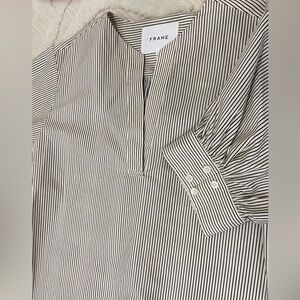 Frame Denim Black and off white Striped Top